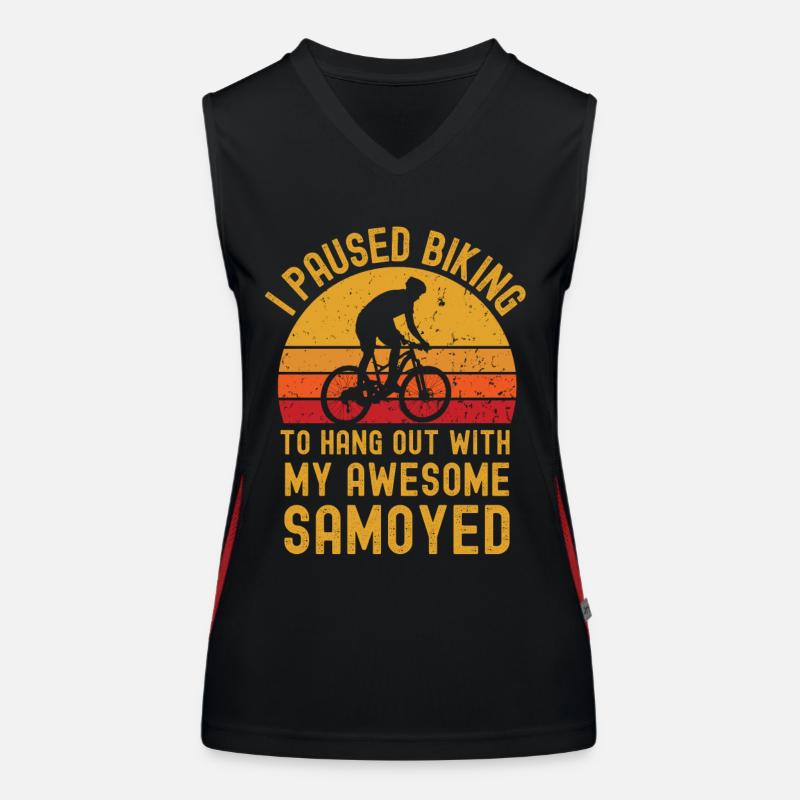 Radfahren und Samojede Funktionelles Kontrast-Tank Top für Frauen