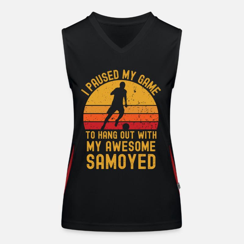 Fußball und Samojede Funktionelles Kontrast-Tank Top für Frauen