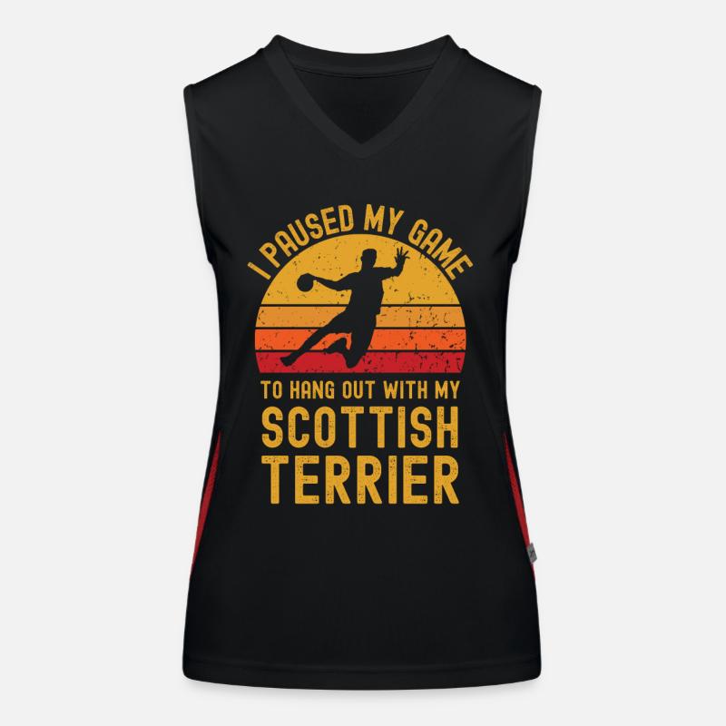 Handball und Scottish-Terrier Funktionelles Kontrast-Tank Top für Frauen