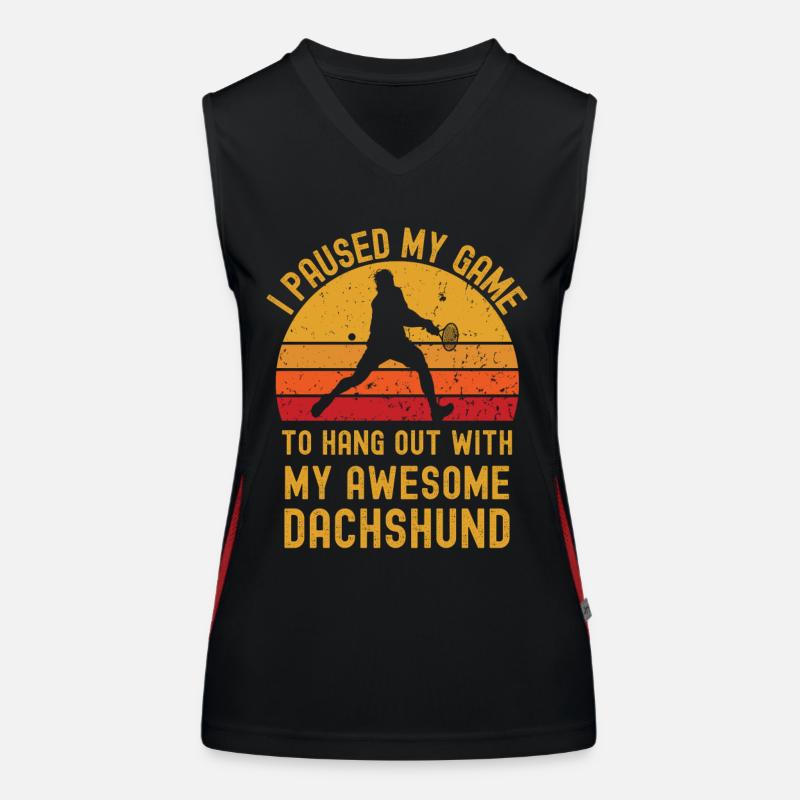 Tennis und Dackel Funktionelles Kontrast-Tank Top für Frauen