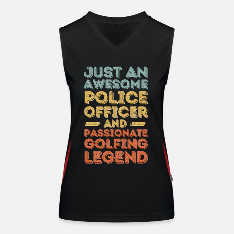 Policeman Golfing retro Women's Functional Contrast Tank Top