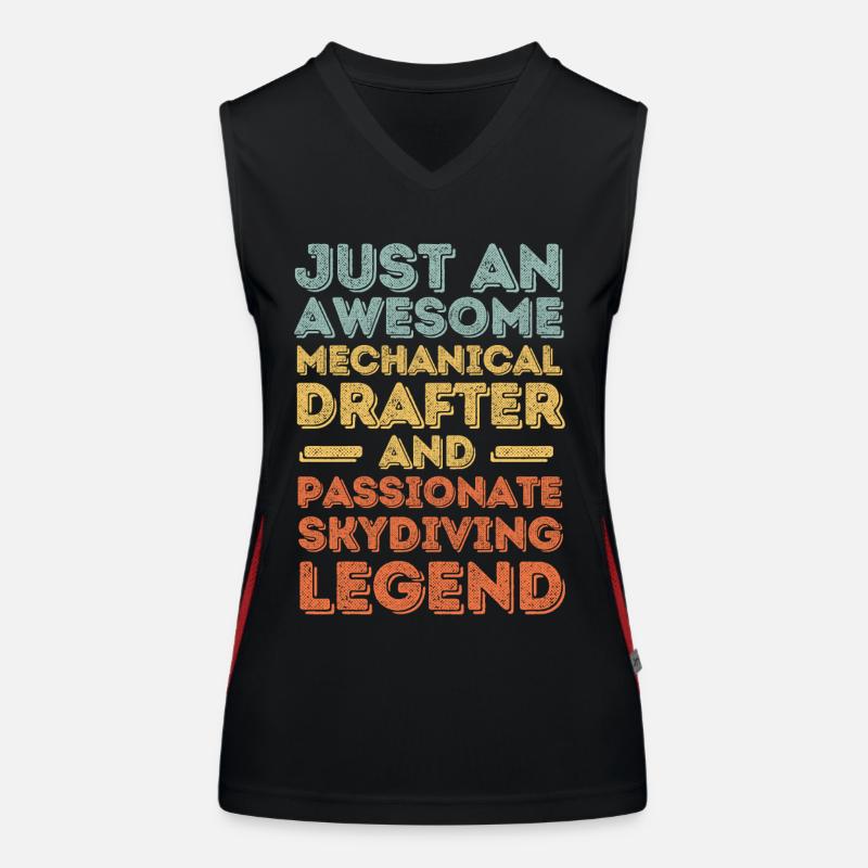 Technical draughtsman skydiving retro Women's Functional Contrast Tank Top