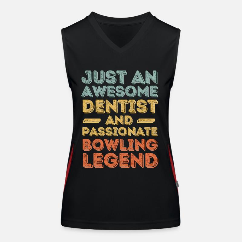 Dentist bowling retro Women's Functional Contrast Tank Top