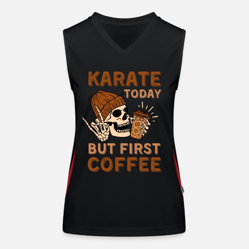 Coffee Karate skeleton Women's Functional Contrast Tank Top