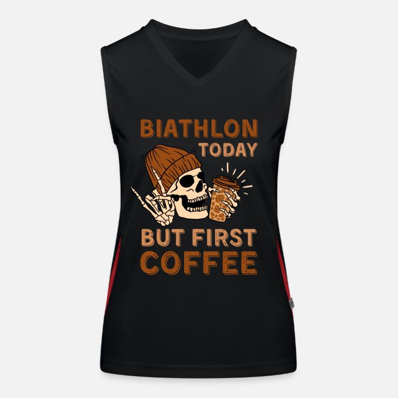 Coffee Biathlon skeleton Women's Functional Contrast Tank Top