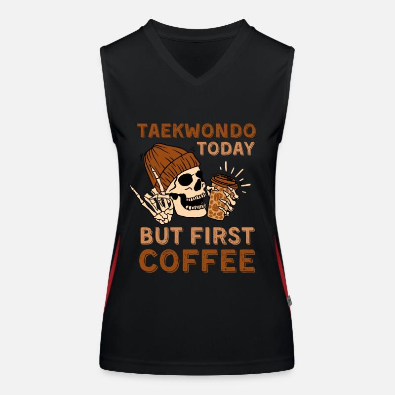 Coffee Taekwondo skeleton Women's Functional Contrast Tank Top