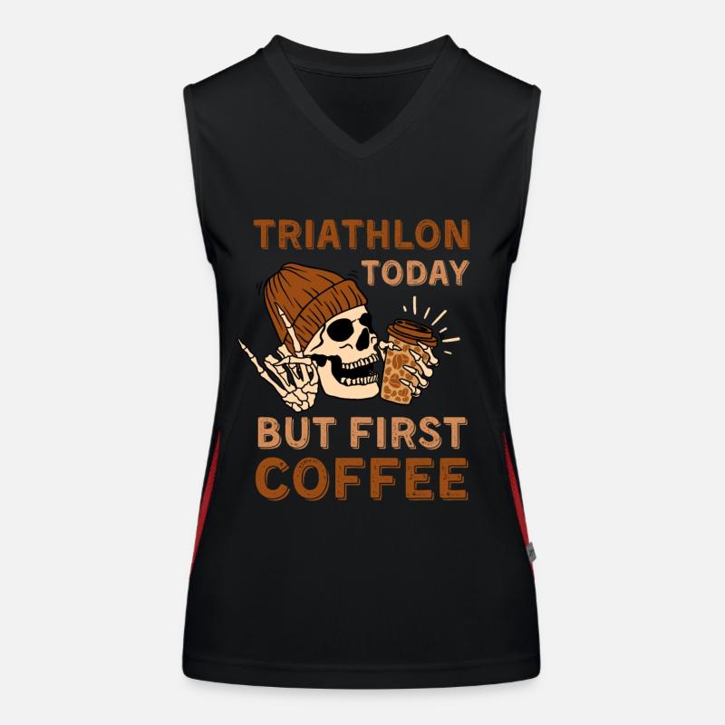 Coffee Triathlon skeleton Women's Functional Contrast Tank Top