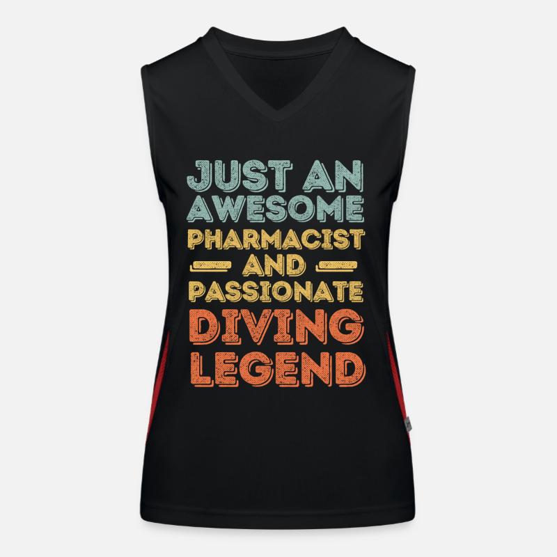 Pharmacist Diving legend retro Women's Functional Contrast Tank Top