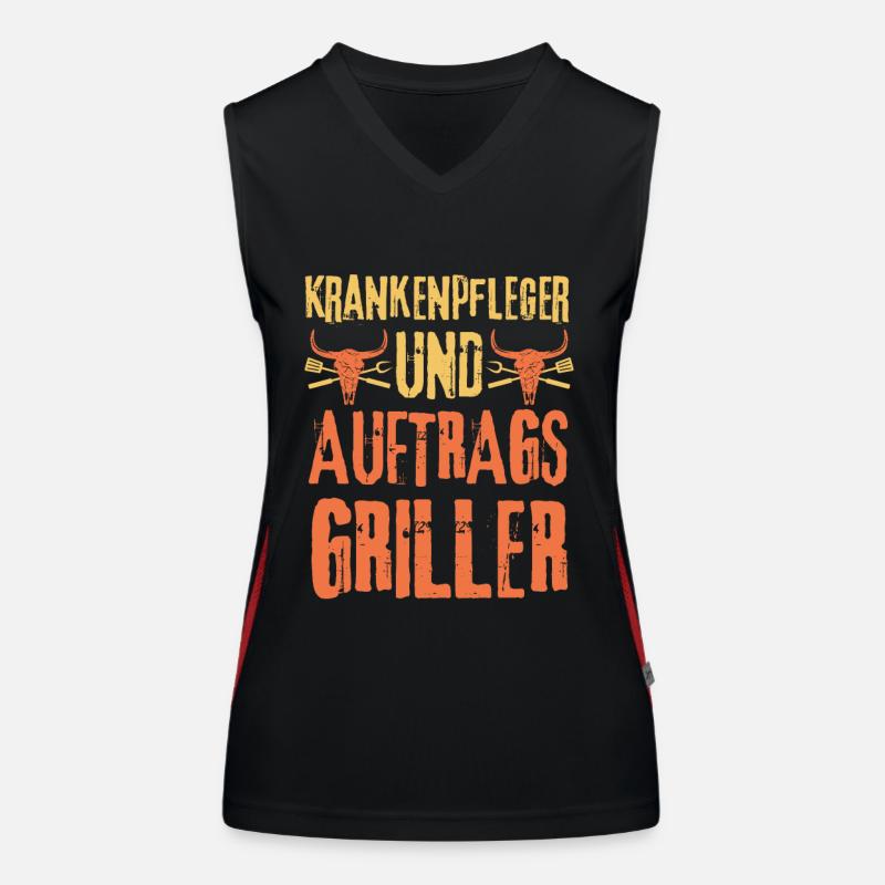 Krankenpfleger und Grillen Funktionelles Kontrast-Tank Top für Frauen