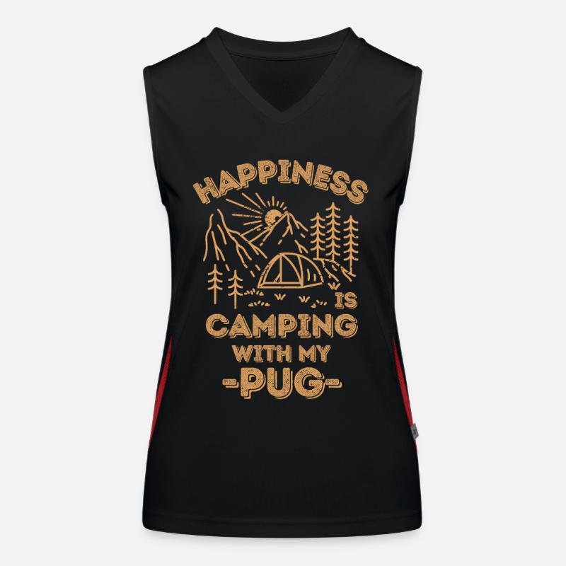 Camping mit Mops Funktionelles Kontrast-Tank Top für Frauen