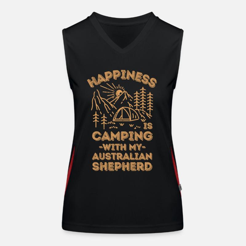 Camping avec berger australien Débardeur respirant contrasté Femme