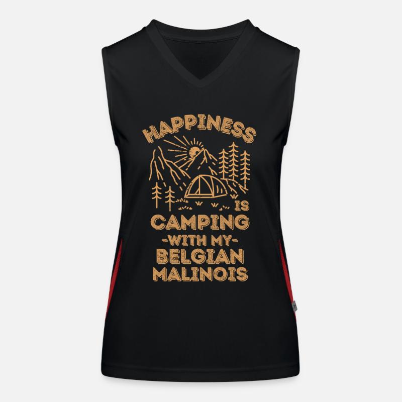 Camping mit Malinois Funktionelles Kontrast-Tank Top für Frauen