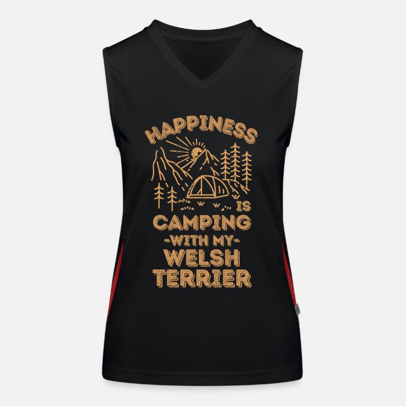 Camping mit Welsh-Terrier Funktionelles Kontrast-Tank Top für Frauen