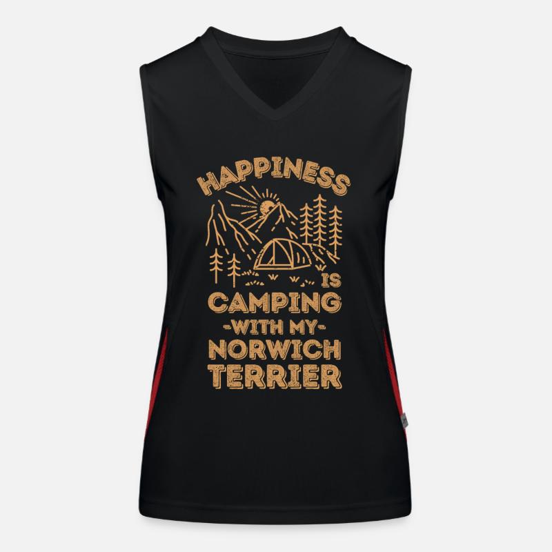 Camping avec norwich-terrier Débardeur respirant contrasté Femme