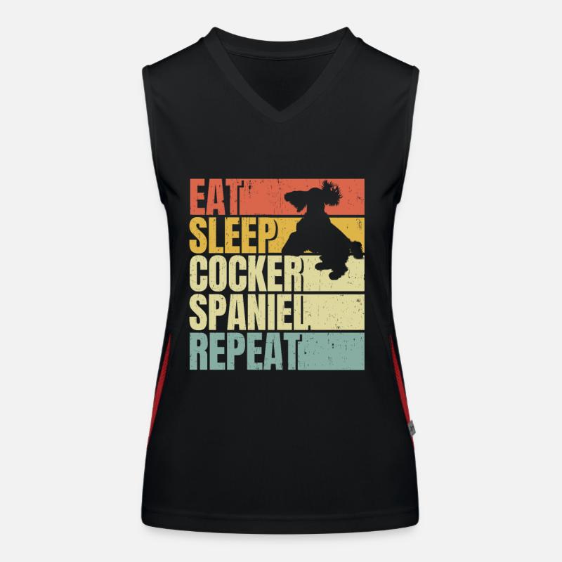 Manger dormir Cocker-épagneul répéter Débardeur respirant contrasté Femme