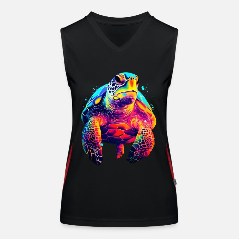 Tortue de mer colorée Débardeur respirant contrasté Femme