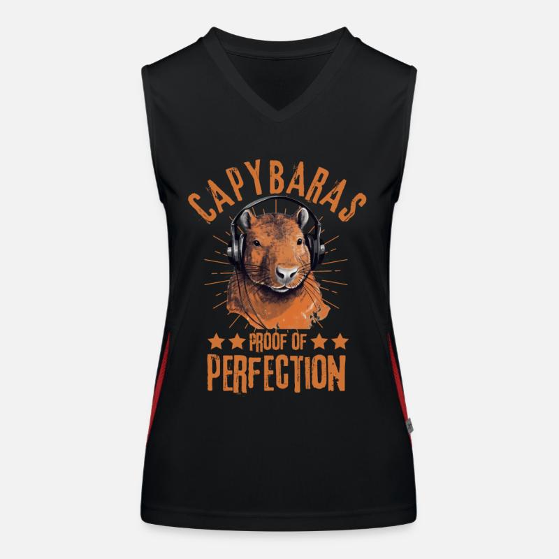 Capybara mit Kopfhörer Funktionelles Kontrast-Tank Top für Frauen