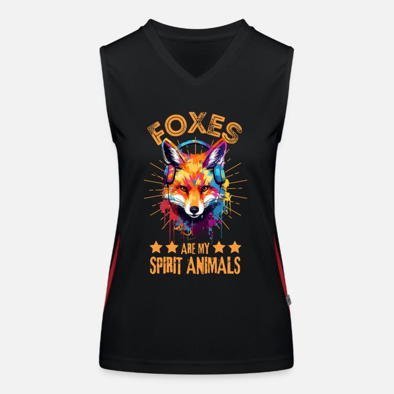 Fuchs mit Kopfhörer Funktionelles Kontrast-Tank Top für Frauen