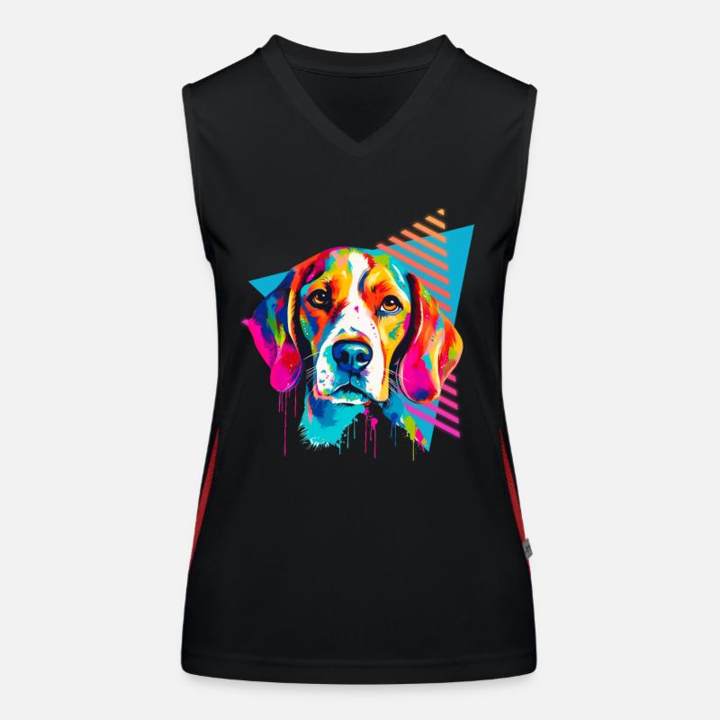 Beagle 80er Jahre Stil Funktionelles Kontrast-Tank Top für Frauen