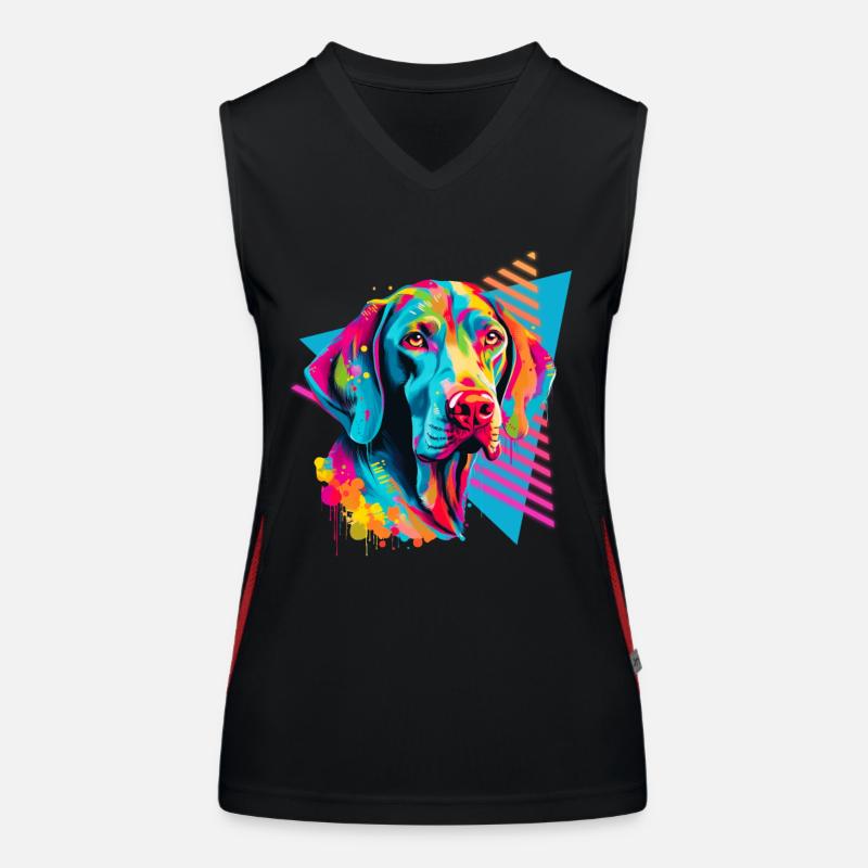 Weimaraner 80s style Women's Functional Contrast Tank Top