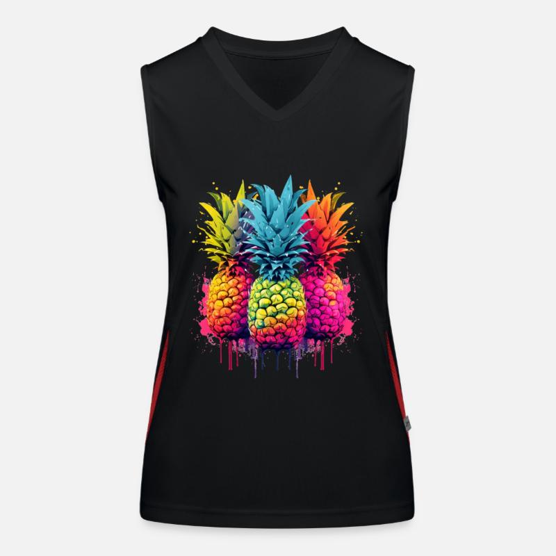 Bunte Ananas Farbklecks Farbspritzer Funktionelles Kontrast-Tank Top für Frauen
