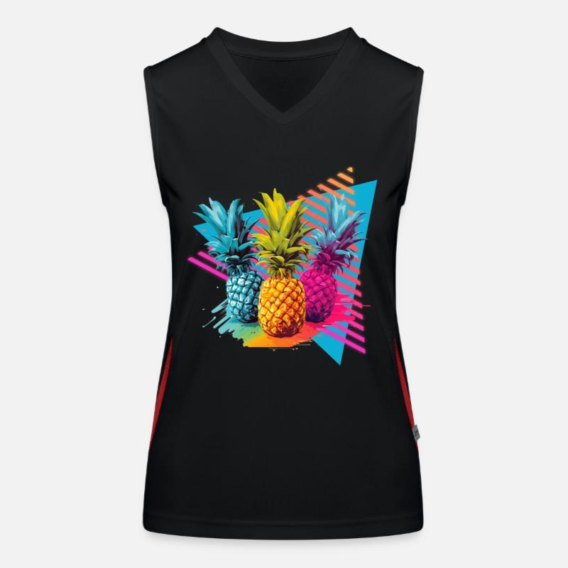 Bunte Ananas Farbklecks Farbspritzer Funktionelles Kontrast-Tank Top für Frauen