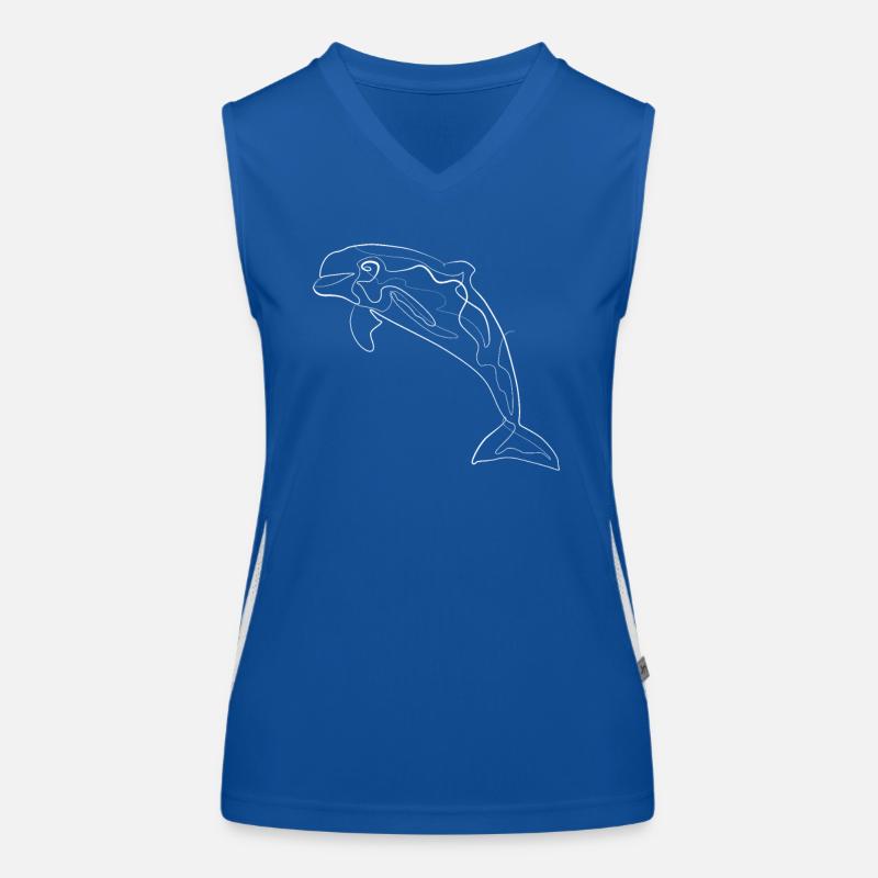 Dolphin animal motif - one line drawing Women's Functional Contrast Tank Top