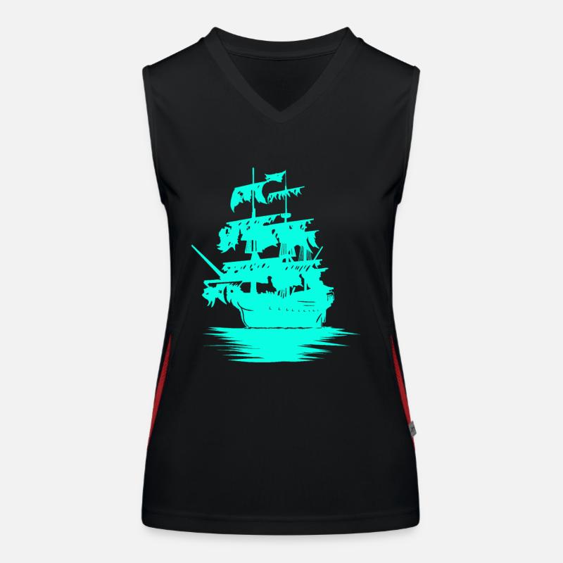 Segelschiff Schiff Seefahrt Fantasy Maritim Jolle Funktionelles Kontrast-Tank Top für Frauen