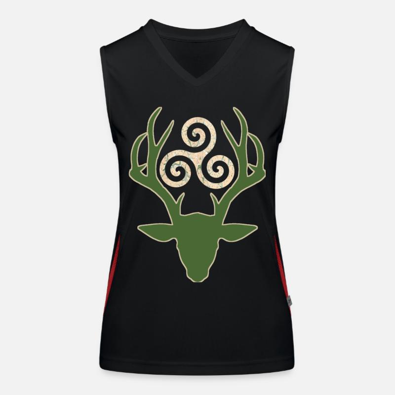 keltisches symbol 1 e 1 mit hirsch Funktionelles Kontrast-Tank Top für Frauen