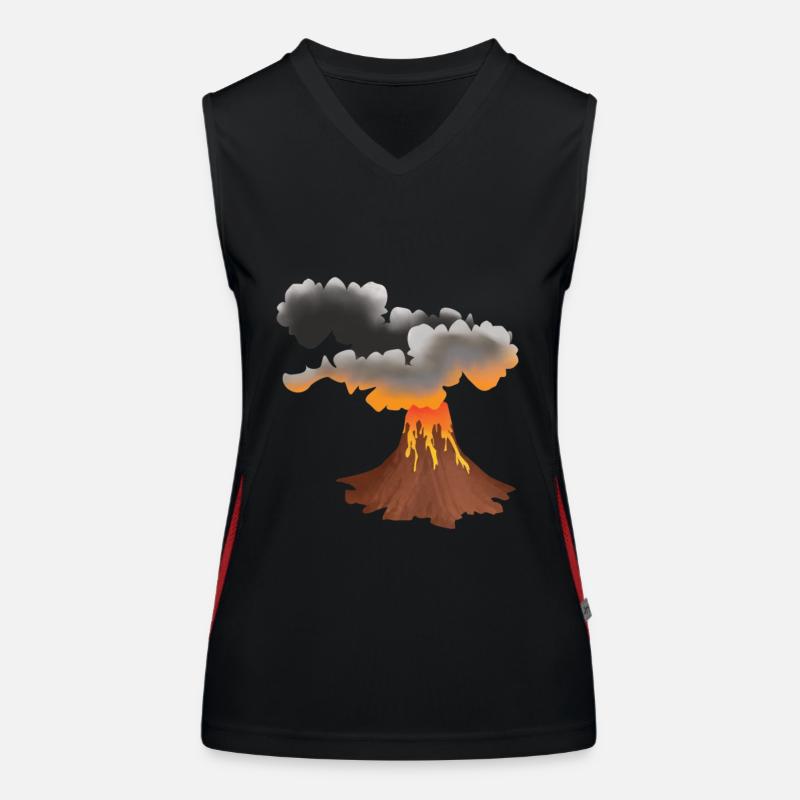 Erupting volcano design Women's Functional Contrast Tank Top