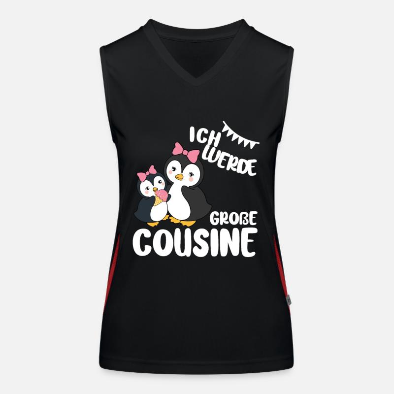 Große Cousine Pinguin Ich werde große Cousine Funktionelles Kontrast-Tank Top für Frauen