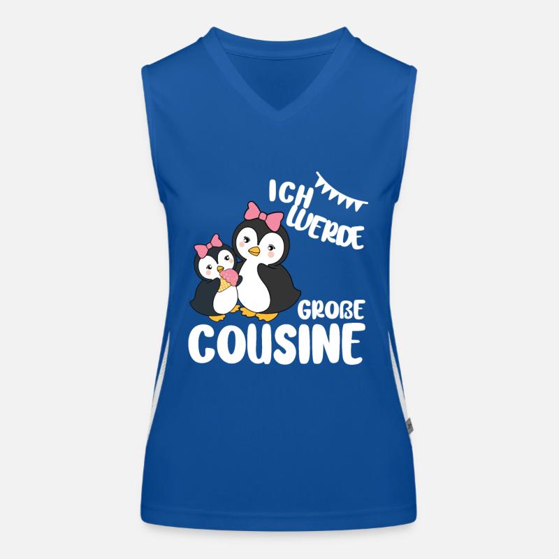 Große Cousine Pinguin Ich werde große Cousine Funktionelles Kontrast-Tank Top für Frauen