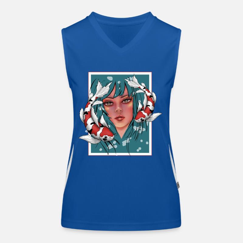 Mädchen mit Koi Funktionelles Kontrast-Tank Top für Frauen