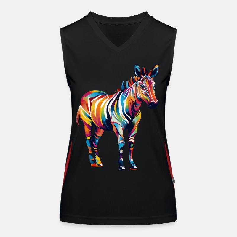 Buntes Okapi Farbkleckse Farbspritzer Funktionelles Kontrast-Tank Top für Frauen