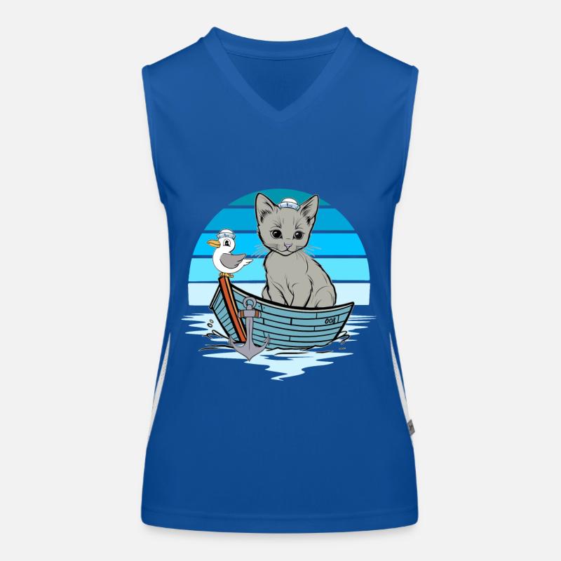 Kätzchen Möwe Seefahrer Matrose Boot Funktionelles Kontrast-Tank Top für Frauen