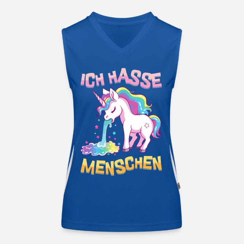 Ich Hasse Menschen Einhorn Kotzt Regenbogen Lustig Funktionelles Kontrast-Tank Top für Frauen