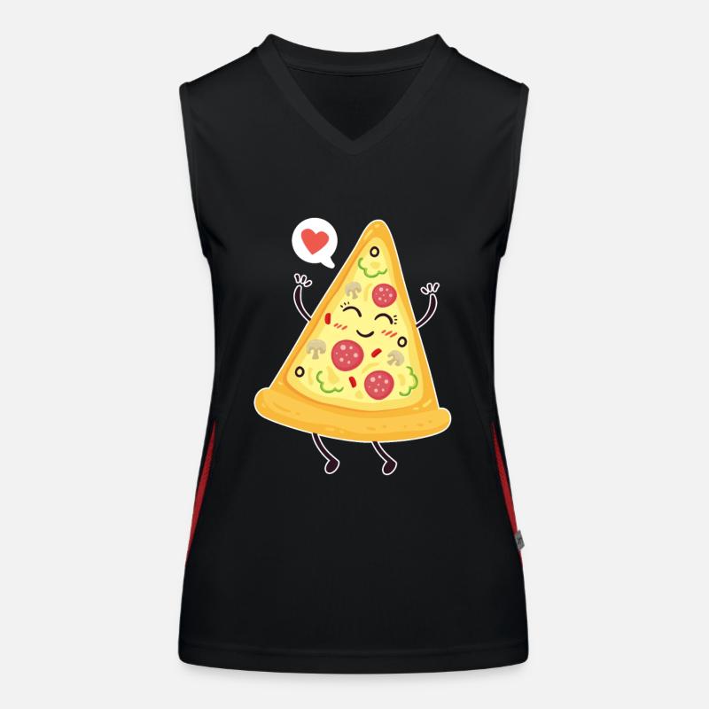 Pizza - Pizzastück Figur mit Herz süßes Geschenk Funktionelles Kontrast-Tank Top für Frauen