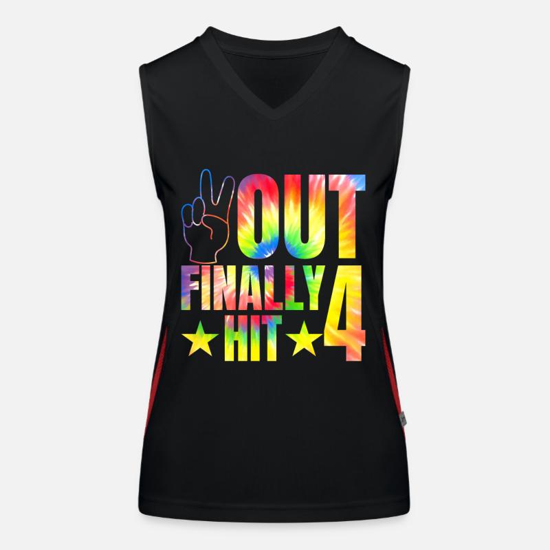 Out Finally Hit 4 Year Old Celebrant 4th Women's Functional Contrast Tank Top