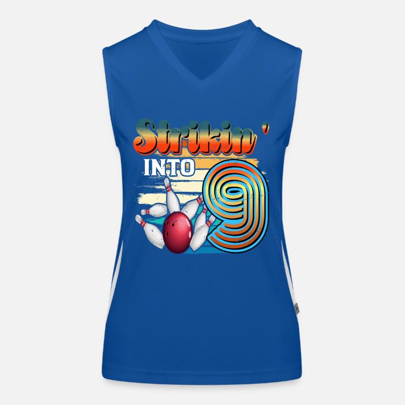 Strikin' Into 9 Bowling Bowler 9. Geburtstag Funktionelles Kontrast-Tank Top für Frauen