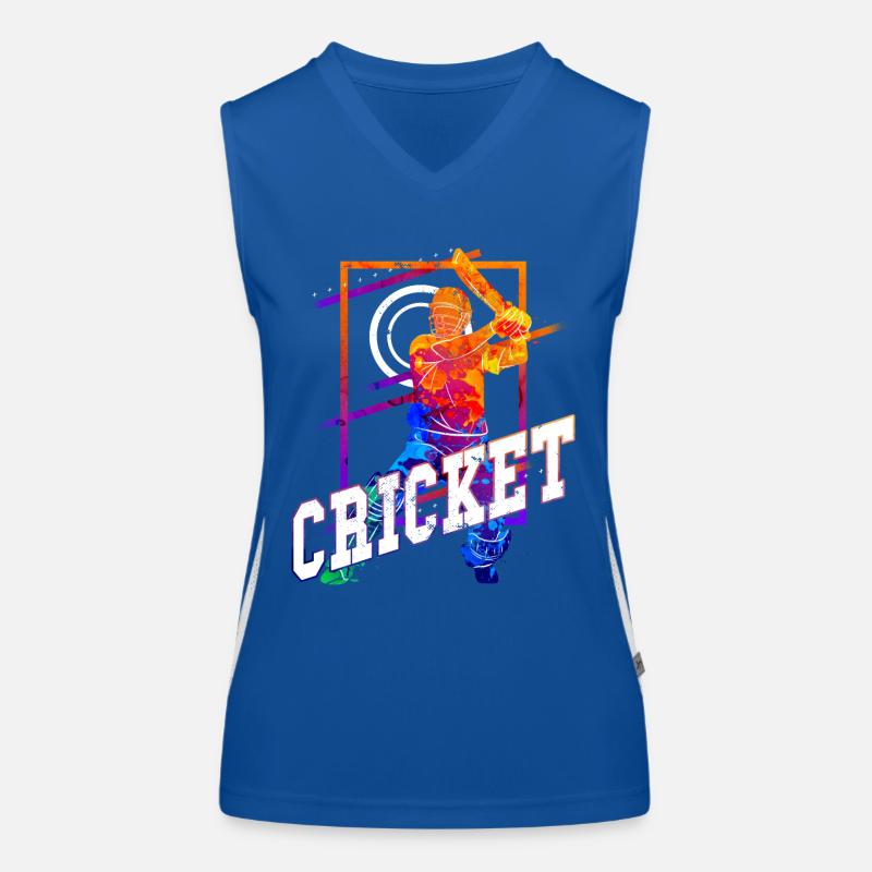 Cricket Cricketer Batsman Team Sport Coloré Débardeur respirant contrasté Femme