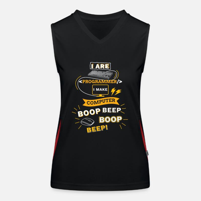 Programmierer Tshirt Geschenk Lustig Boop Beep Funktionelles Kontrast-Tank Top für Frauen