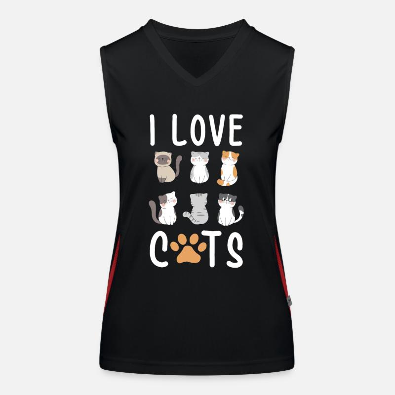 J'aime les chats j'aime les chats Débardeur respirant contrasté Femme
