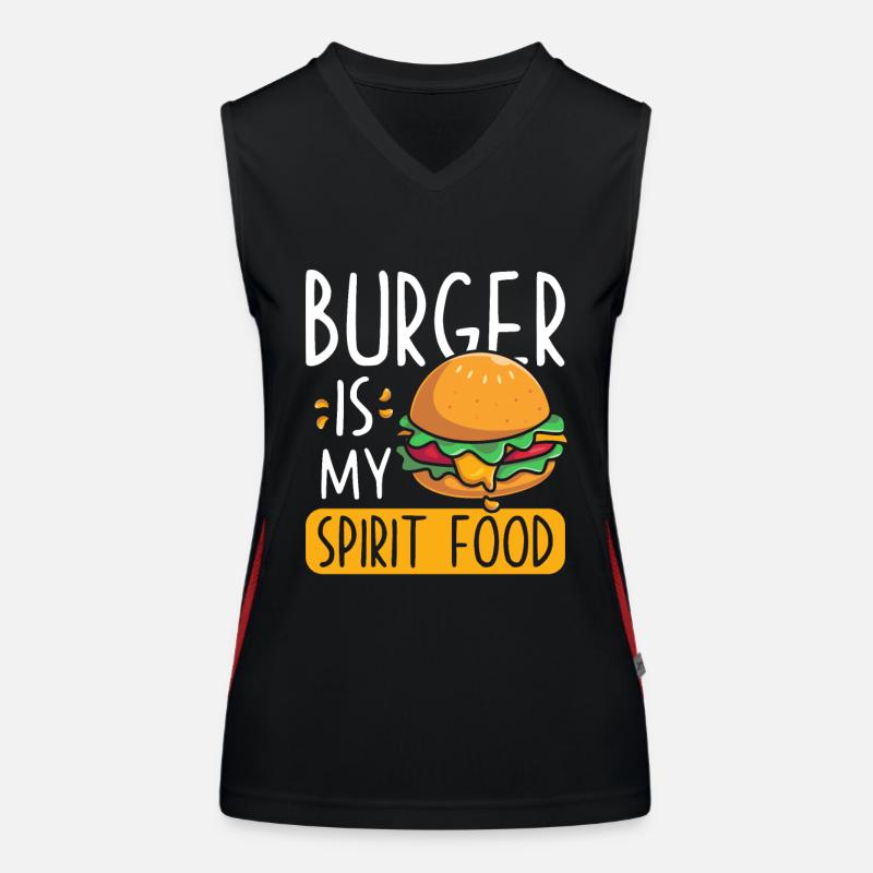 Burger Spruch lustig Burger Fan Geschenk Funktionelles Kontrast-Tank Top für Frauen