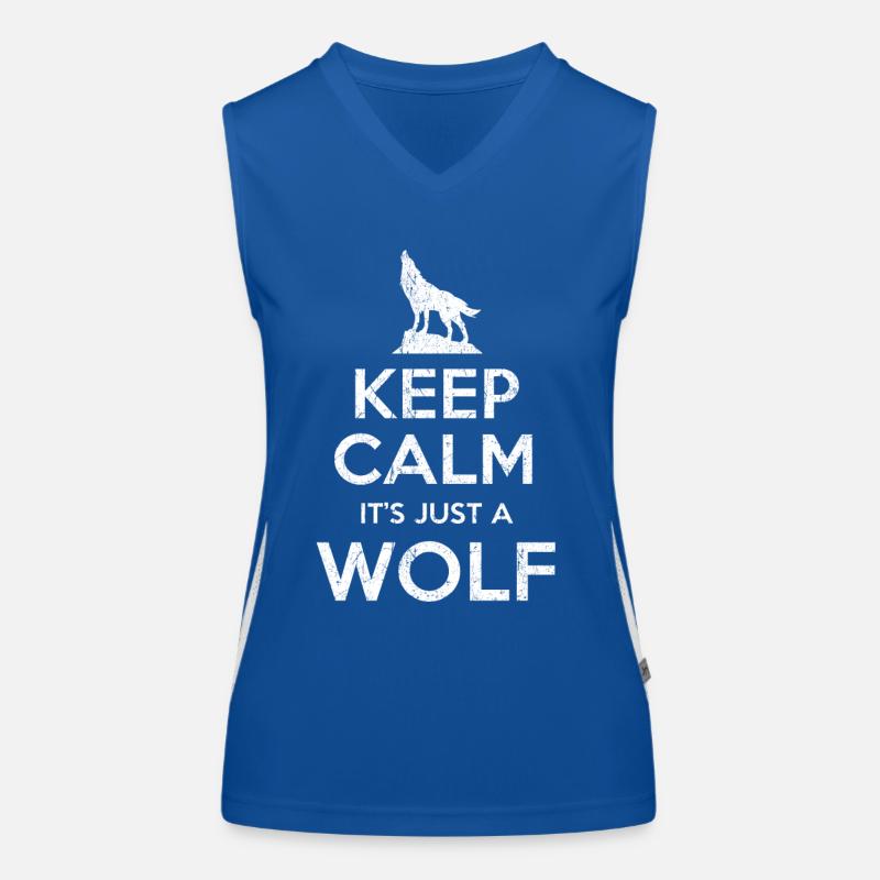 Wolf Spruch Keep calm Wolf Funktionelles Kontrast-Tank Top für Frauen
