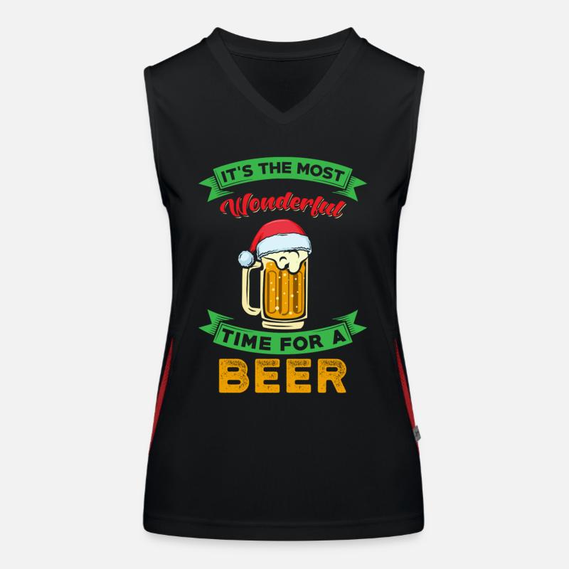 Weihnachten Bier Funktionelles Kontrast-Tank Top für Frauen