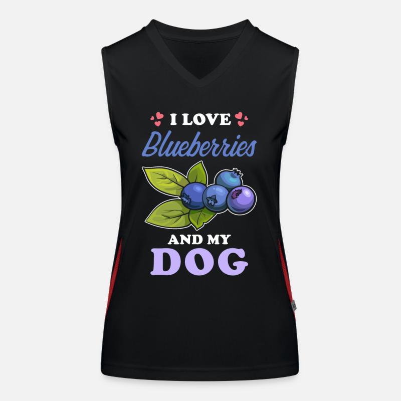 Blaubeeren und Hunde Spruch Funktionelles Kontrast-Tank Top für Frauen