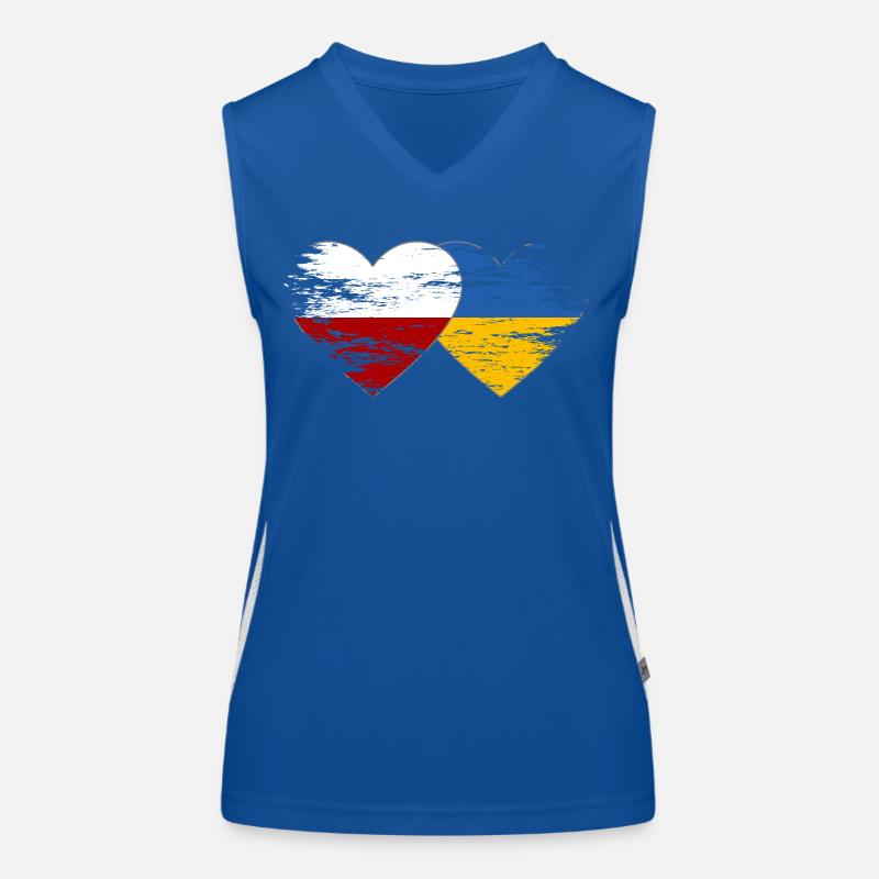 Pologne Ukraine drapeau utilisé coeur Débardeur respirant contrasté Femme