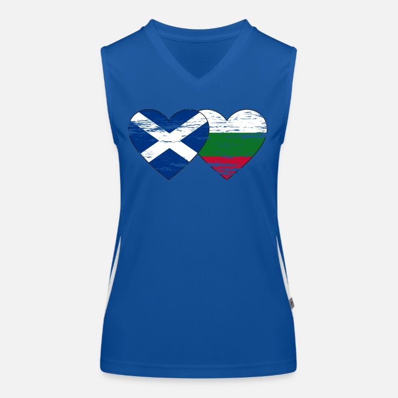Ecosse Bulgarie drapeau coeur utilisé Débardeur respirant contrasté Femme