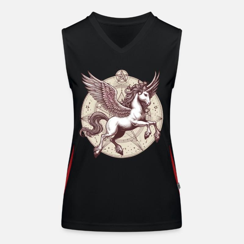 Fliegendes Einhorn mit Penagram Funktionelles Kontrast-Tank Top für Frauen