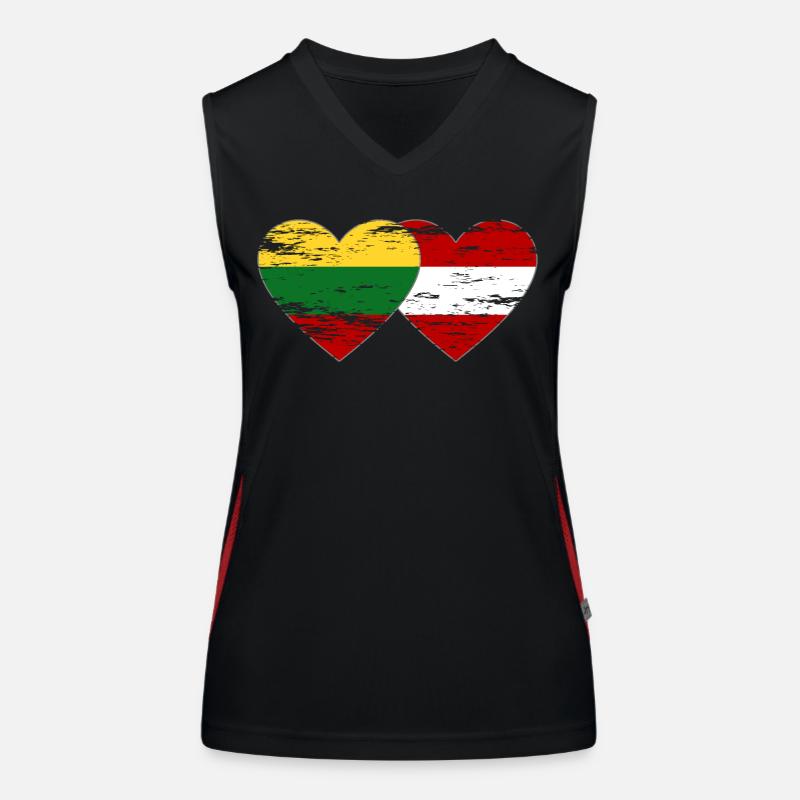 Lithuania Austria Flag Heart Used Women's Functional Contrast Tank Top